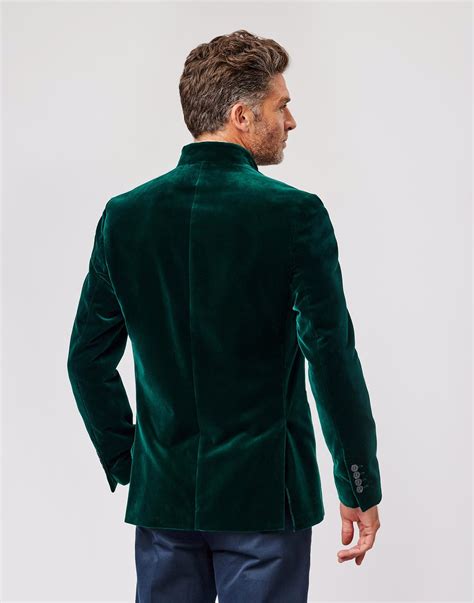 Velvet Nehru Jacket - Bottle Green