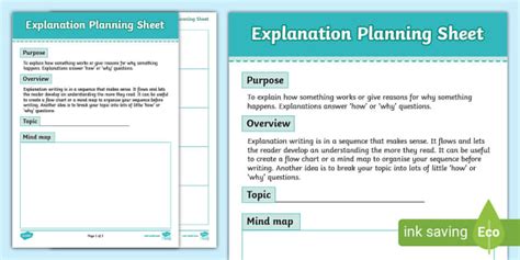 Explanation Planning Sheet