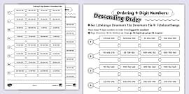 Ordering 9-Digit Numbers – Descending Order Activity Sheet
