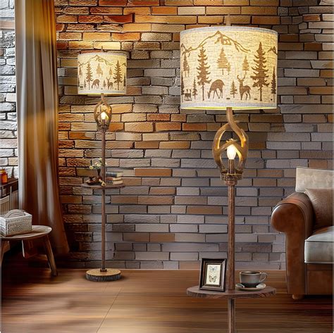 Vintage Deer Antlers Floor Lamps For Living Room with Night Light ...