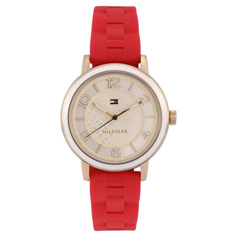 Buy Online Tommy Hilfiger Quartz Analog Champagne Dial Silicone Strap ...