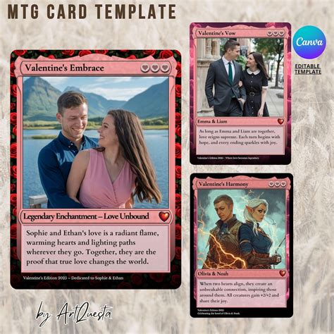 MTG Valentine's Card Template, Editable Canva MTG Card, Customizable ...
