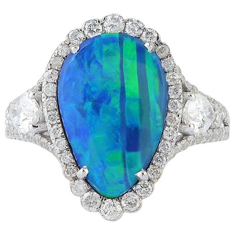 Opal and Diamond 10 Karat Gold Ring For Sale at 1stDibs | 10 karat ring ...