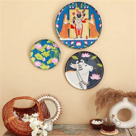Buy RITUALISTIC Pichwai Wall Plates- Set of 3 |Home Decor | Painting ...