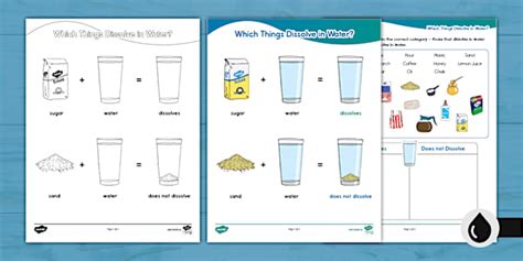 Which Things Dissolve in Water? Sorting Activity
