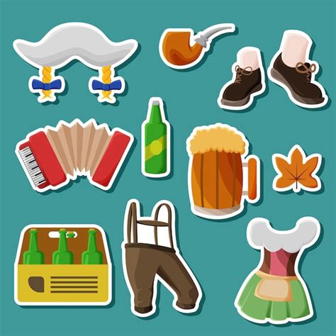 Ensemble de joyeux Oktoberfest Sticker | Vecteur Premium