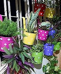 Leafy Tales Metal Chain Hanging Planter - Set of 5 (Rust Free - Red ...