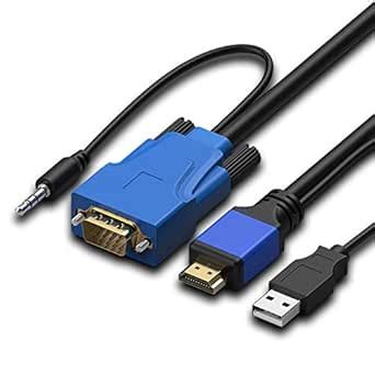 HDMI to VGA Video Adapter Converter Cable with Audio Support and USB ...