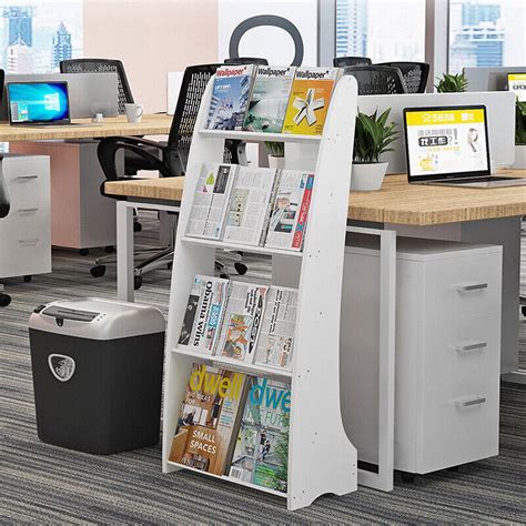 4-Tier Book Display Rack Brochure Holder Literature Floor Standing ...