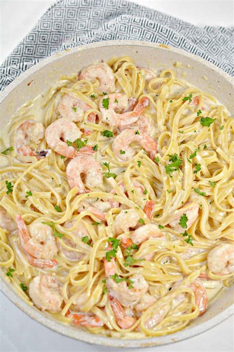 One Pan Shrimp Fettuccine Alfredo - Sweet Pea's Kitchen
