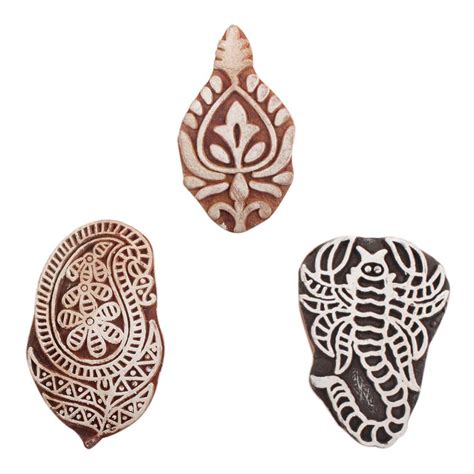Set of 3 Piece New Mix Wooden Printing Blocks
