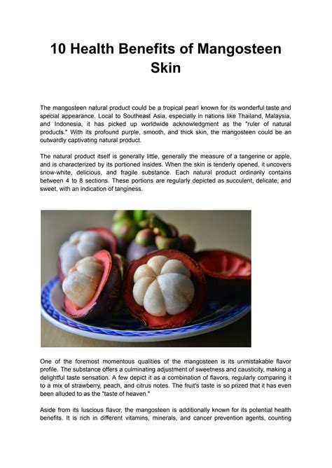 SOLUTION: 10 health benefits of mangosteen skin - Studypool