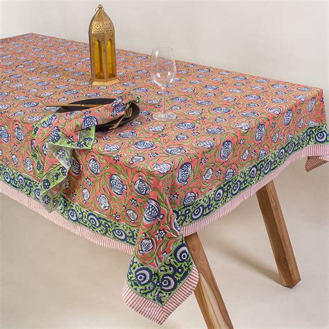 Hand Block Floral Print Pure Cotton Table Cover Cloth DMAASA – Dmaasa