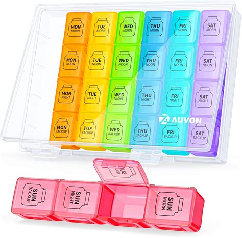 AUVON XL Weekly Pill Organizer - 4x Daily, 7-Day Box India | Ubuy