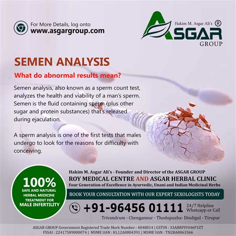 Semen Analysis | ASGAR Healthcare Group