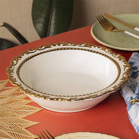 Golden Edge Glazed White Ceramic Dish - Market99 India – MARKET99