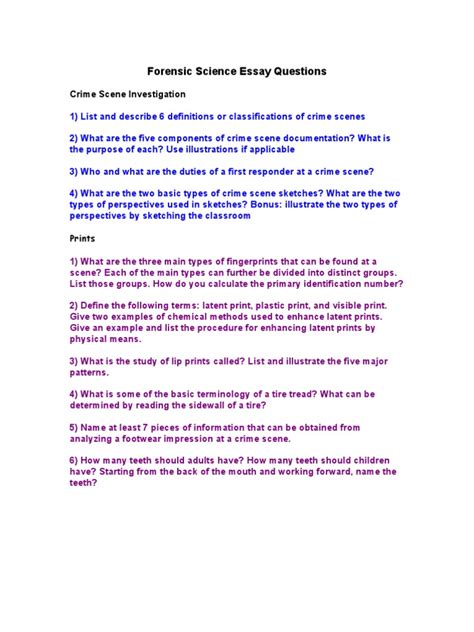 Image result for Forensic Science Questions