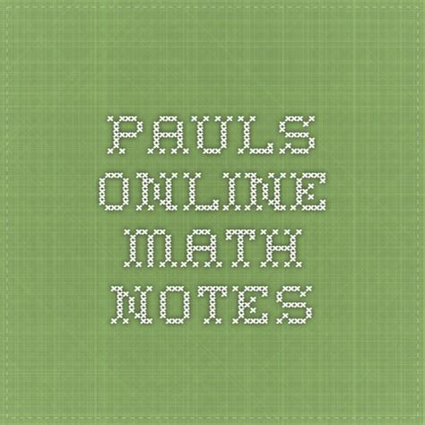 Paul Math Notes