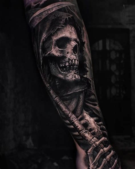 Forearm grim reaper tattoo - Bronctattooaus.com
