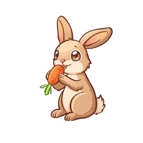 Cute Rabbit Eating Carrot Cartoon Illustration, Cartoon, Carrot, Rabbit ...
