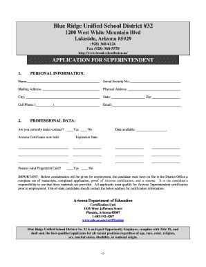 Fillable Online 2014 - Blue Ridge - Superintendent Application ...