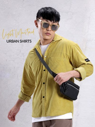 Buy Light Mustard Box Textured Corduroy Shirt for Men Online in India ...