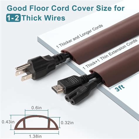 JUNXIAO-Floor Cable Cover 3ft Beige, Cord Covers for Wires on Floor ...