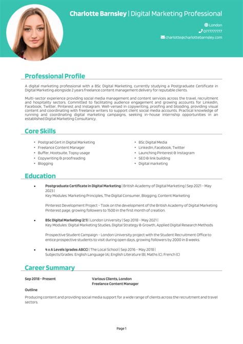 Image result for Internship CV Format
