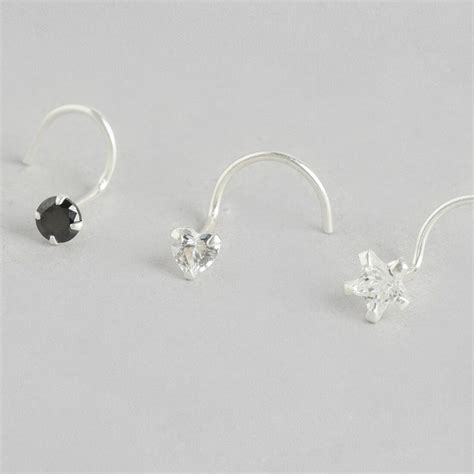 Minimal CZ Studded 925 Silver Nose Pin Set - Valentine's Gift – Zavya