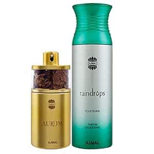 Ajmal Aurum EDP Fruity Floral Perfume 75ml for Women and Raindrops ...