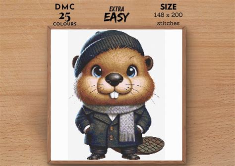 Buy Beaver Cross Stitch Pattern, Modern Embroidery Design (PDF Pattern ...