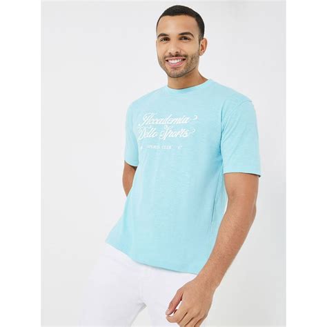 Buy Styli Compact Slub Jersey Oversized T-Shirt - Blue Online