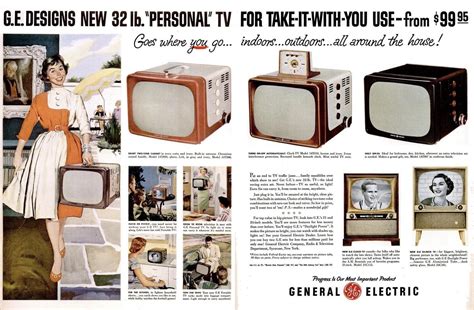 General Electric Portable 32lb Television, 1955 Ad. : r/vintageads