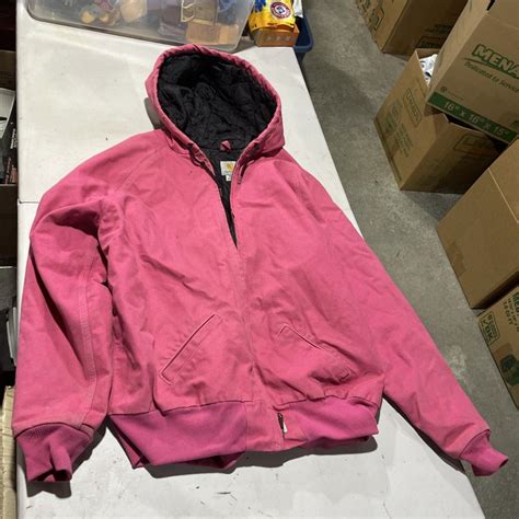 CARHARTT~ Women's Xxl Hooded Pink Bomber Jacket... - Depop