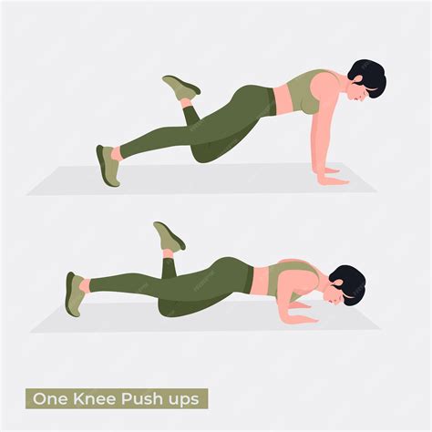 Premium Vector | One knee push ups exercise woman workout fitness ...