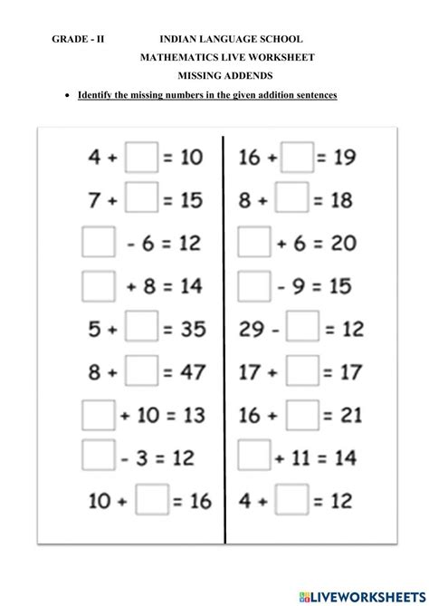 Image result for Math Missing Addend Worksheet