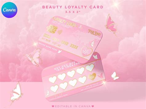 Loyalty Card Credit Card Template. Pink & Gold Beauty Loyalty Card ...
