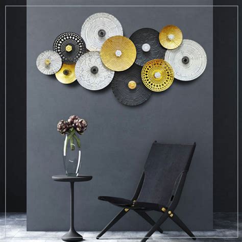 Metal Decor Golden White Black Circle Designs – Myindianthings