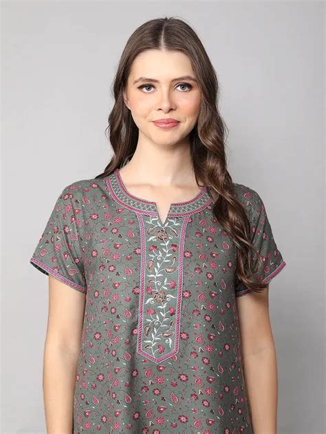 EVOLOVEINDIA Evolove Alpine Fabric Nighty Maxi for Women with Side ...