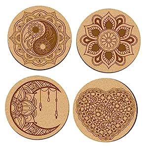 Saltine_2022 DIY Traditional and Floral Art MDF Wooden Coaster with ...