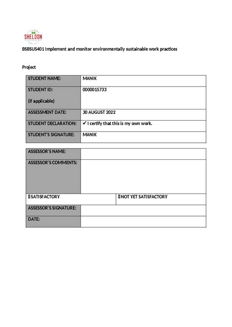 Manik 15733 Bsbsus 401 Assessment 2 - BSBSUS401 Implement and monitor ...
