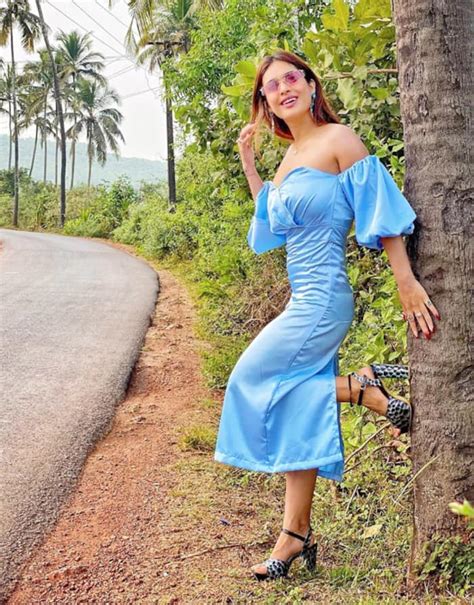 Neha Malik Looks Breathtaking In An Off-Shoulder Blue Satin Dress| See PICS