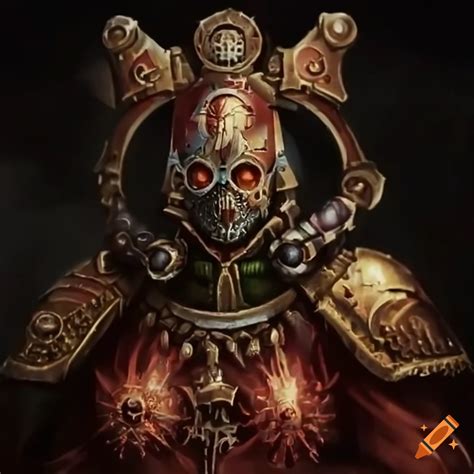 Cosplay of mr. rodgers as a warhammer 40k tech priest on Craiyon