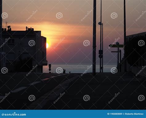 Sunset goes down stock image. Image of sunlight, tower - 190080889