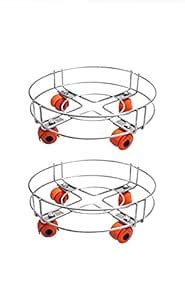 Santosh Enterprises Stainless Steel LPG Cylinder Stand, Set of 2 Pieces ...