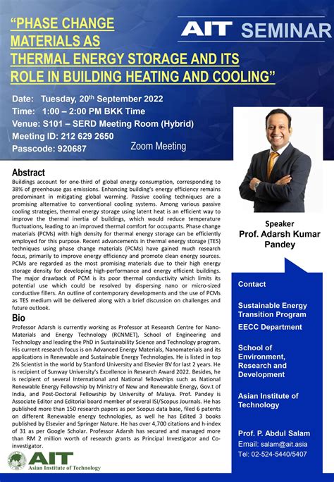 Seminar on the Application of Phase Change Materials - Asian Institute ...