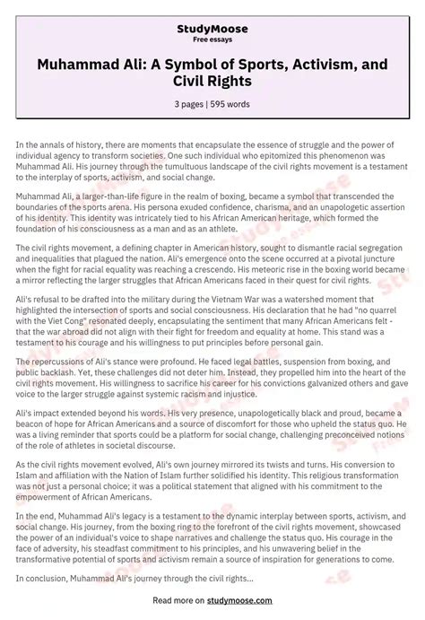 Muhammad Ali: A Symbol of Sports, Activism, and Civil Rights Free Essay ...