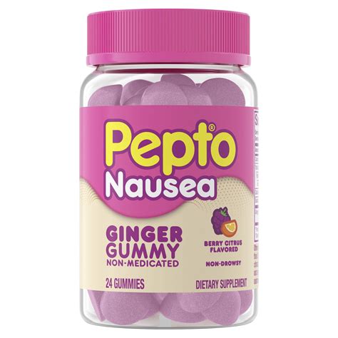 Pepto Nausea Non-Medicated Ginger Gummy, Helps Prevent Occasional Nausea* - 24ct. - Walmart.com