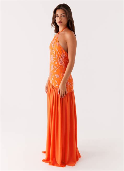 Janelle Beaded Maxi Dress - Orange – Peppermayo UK