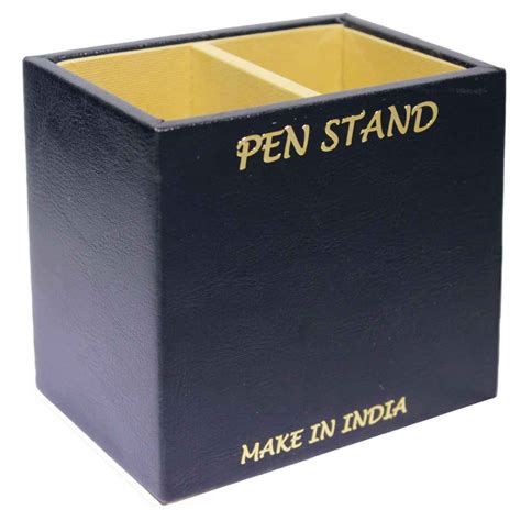 Aadya Crafts Black Leather Square Pen Stand 2X1 PSLS01